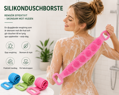 Silikonduschborste – Mjuka borstör, skonsam rengöring för känslig hud