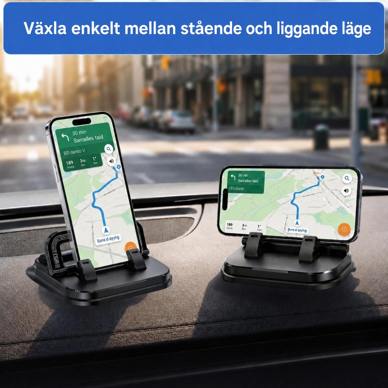 Mobiltelefonhållare Bilinstrumentbräda Automatisk låsning 360 graders rotation Halkfri Svart