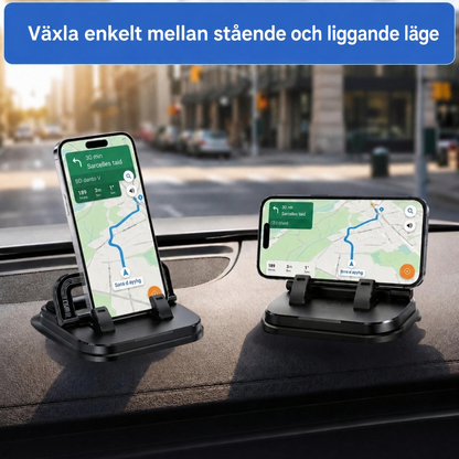 Mobiltelefonhållare Bilinstrumentbräda Automatisk låsning 360 graders rotation Halkfri Svart