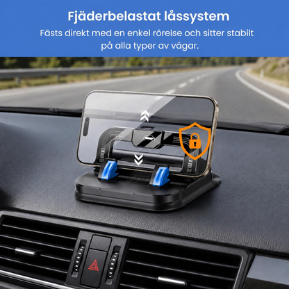 Mobiltelefonhållare Bilinstrumentbräda Automatisk låsning 360 graders rotation Halkfri Svart