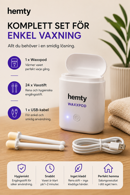 WaxxPod™ Näs- & Öronhårborttagare – USB-drivet Vaxkit med 24 STIX