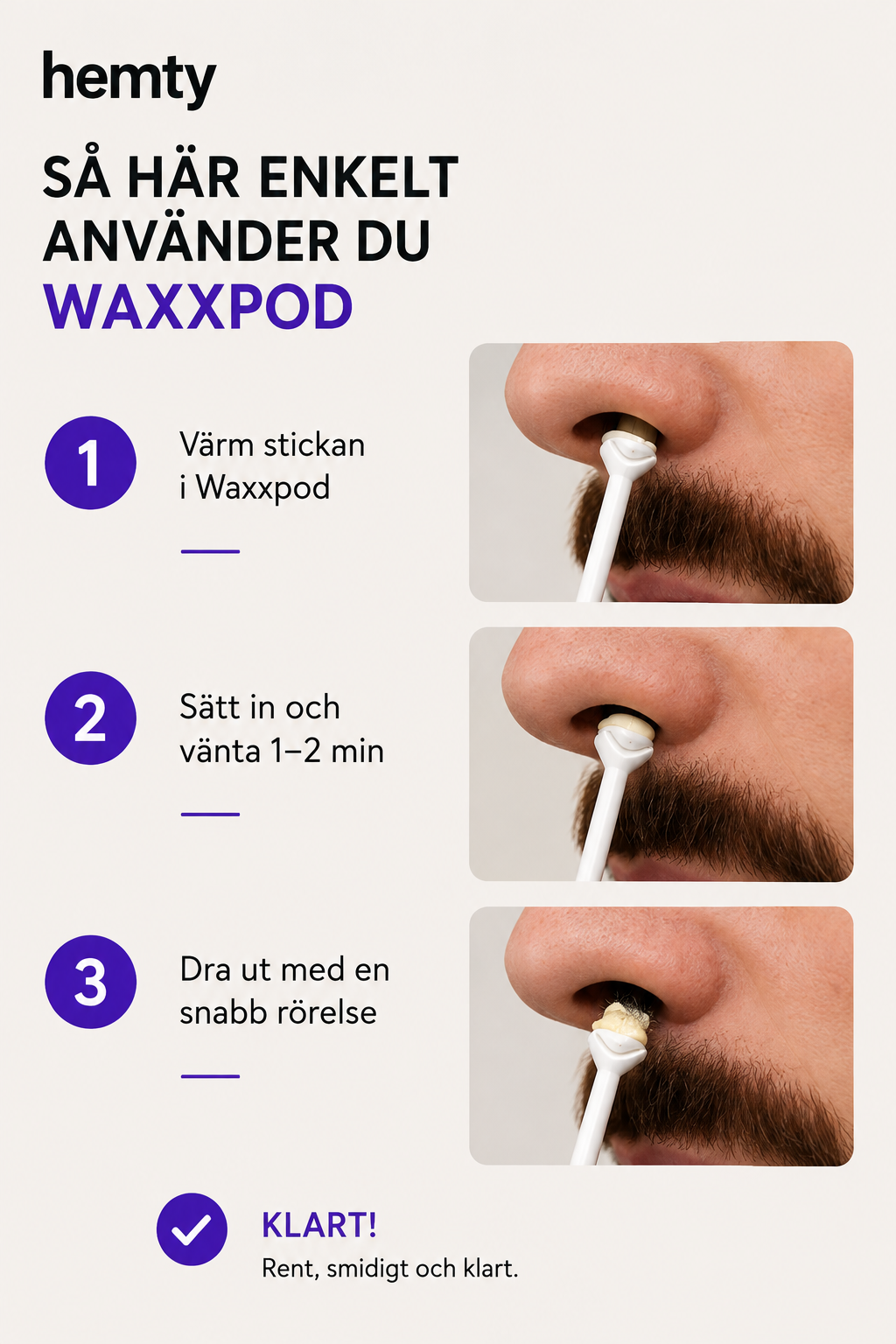WaxxPod™ Näs- & Öronhårborttagare – USB-drivet Vaxkit med 24 STIX
